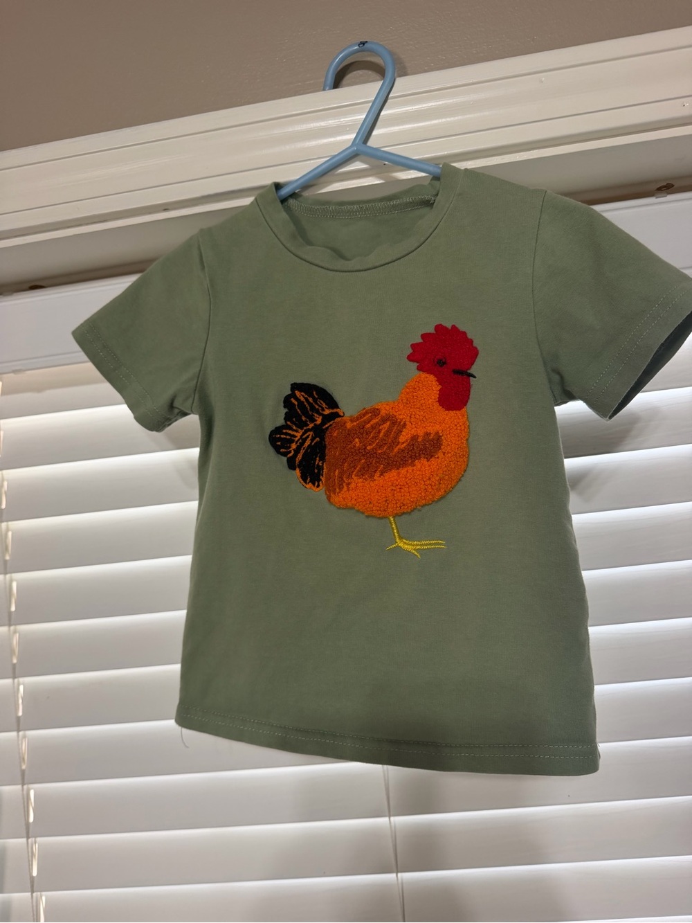 Toddler Green T-Shirt with Orange Rooster Applique